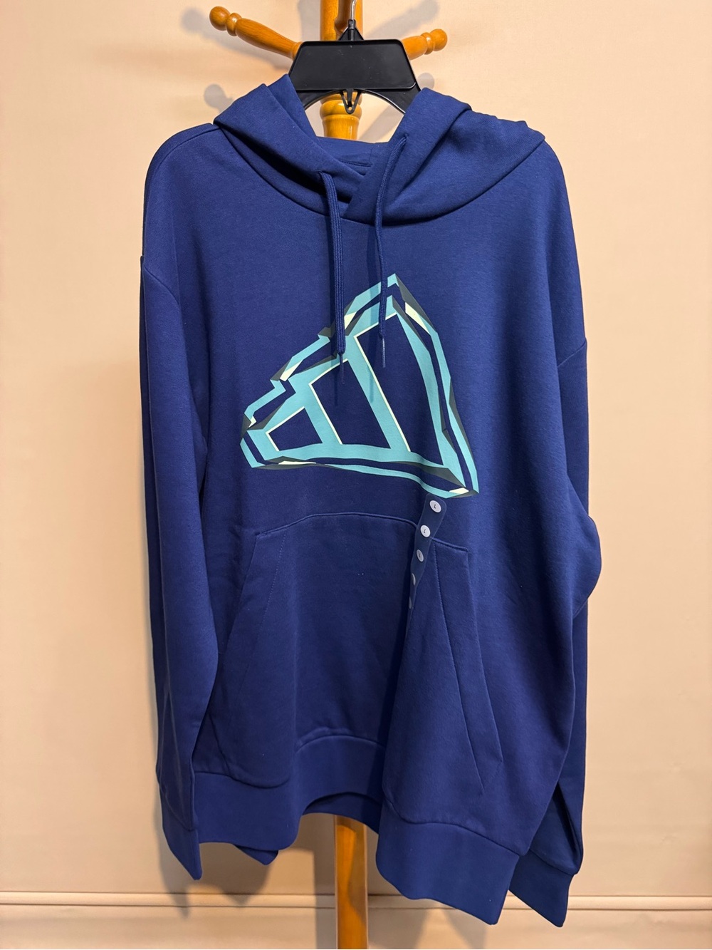 Adidas Men’s Size Large Navy Pullover Hoodie with Big Logo New